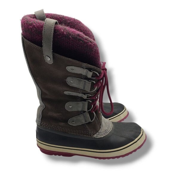 Sorel Joan of Arctic Knit Boot Womens 9.5‎ Grey Waterproof Suede Wool NL2084-051 - Picture 1 of 7